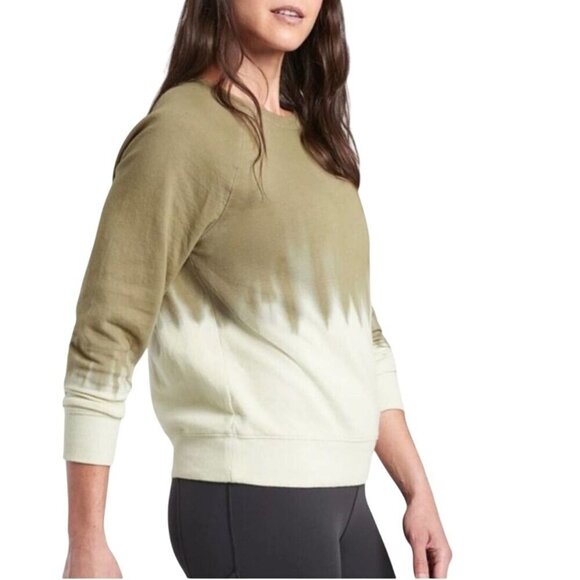 Athleta Sundown Dip Dye Sweatshirt Shadow Olive Spring 2021 Size XL - Picture 1 of 8